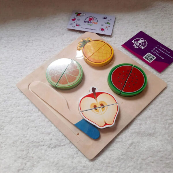 لغز قطع الفاكهة الخشبية